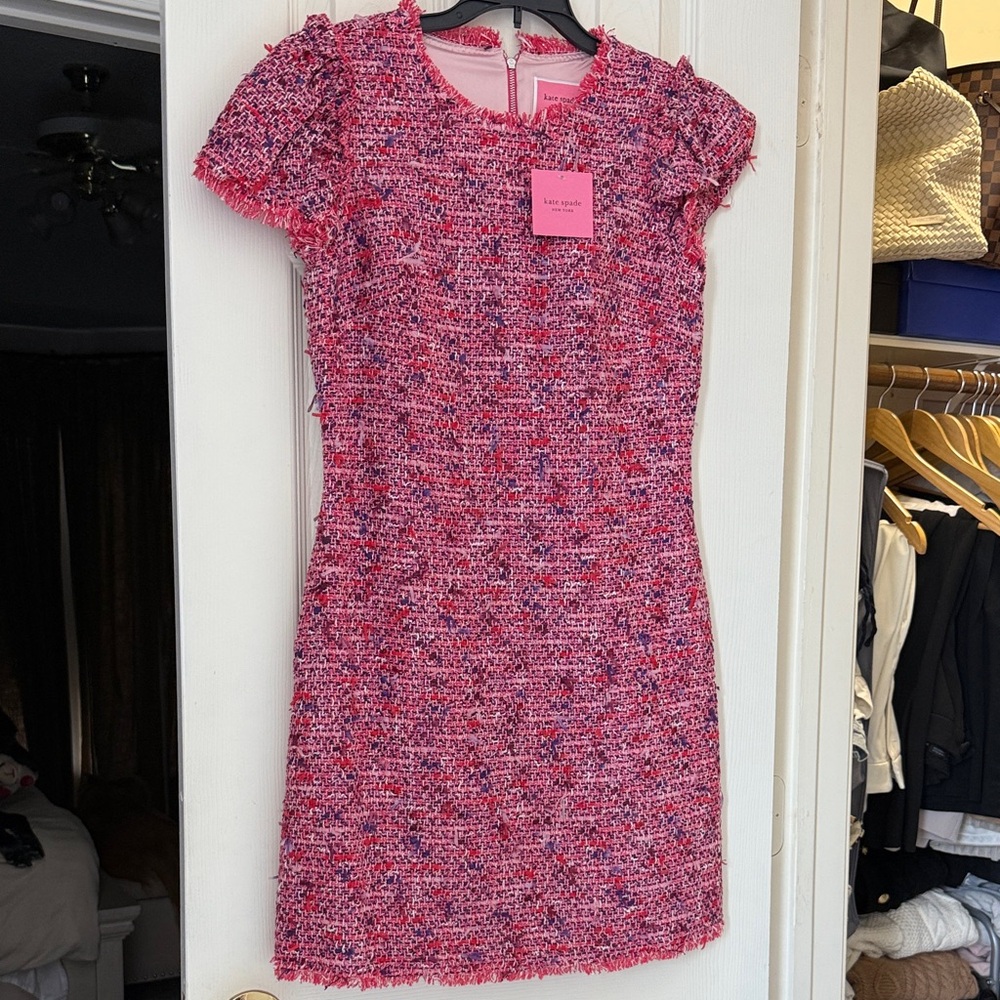 Kate Spade Pink and Purple Tweed Mini Dress